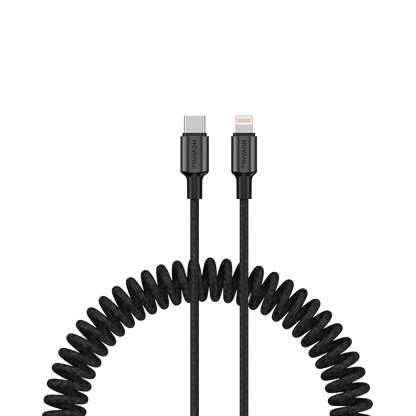 NOVANL SpeedCharge Spiraal USB-C naar Lightning kabel 20W (1.5M) black