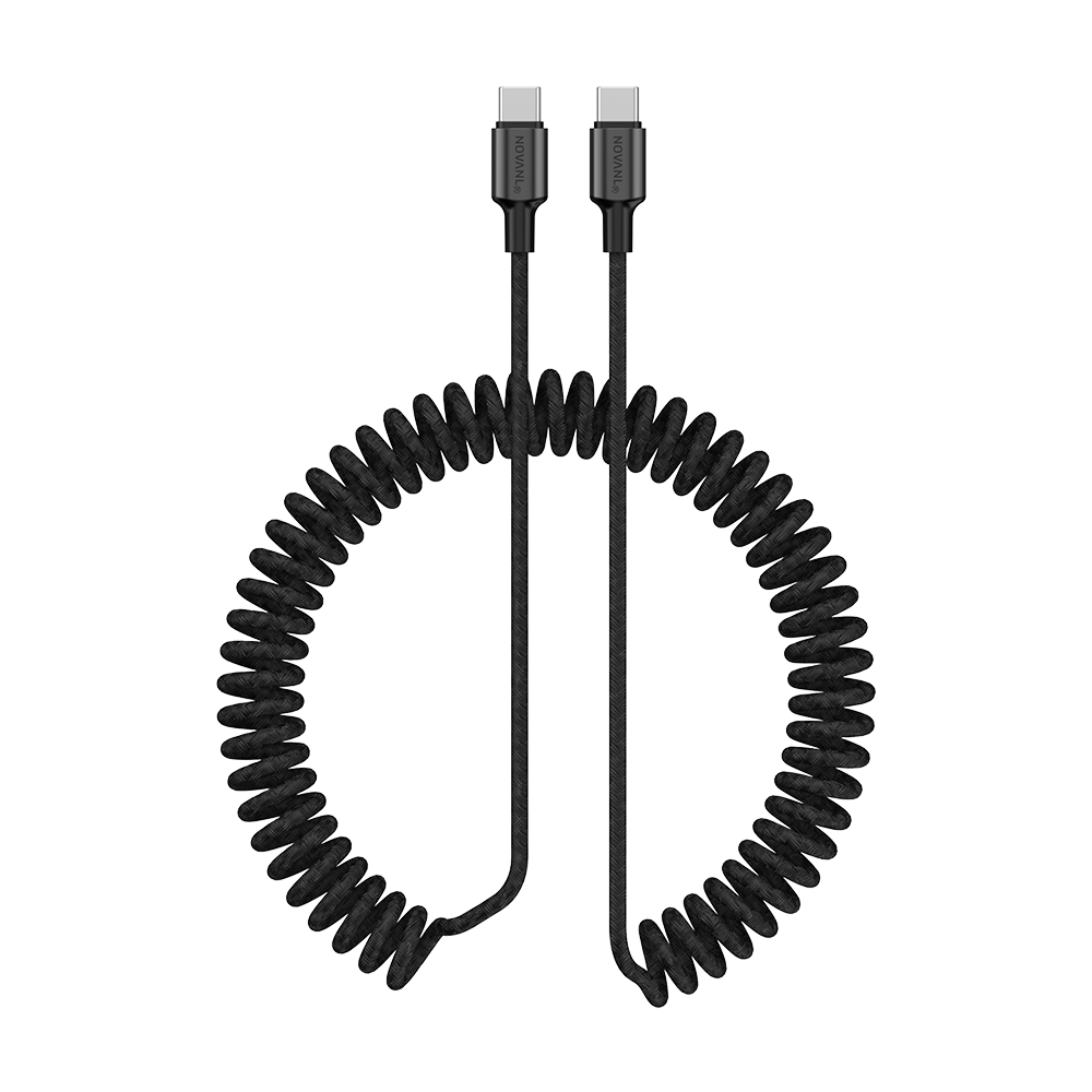 NOVANL SpeedCharge Spiraal USB-C naar USB-C Kabel 60W (1.5M) zwart