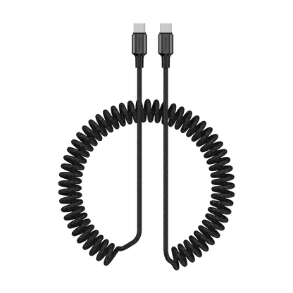 NOVANL SpeedCharge Spiraal USB-C naar USB-C Kabel 60W (1.5M) zwart