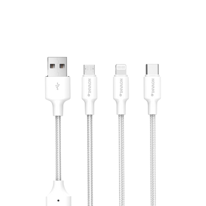 NOVANL SpeedCharge 1.5M USB A naar 3-in-1 12W Wit White