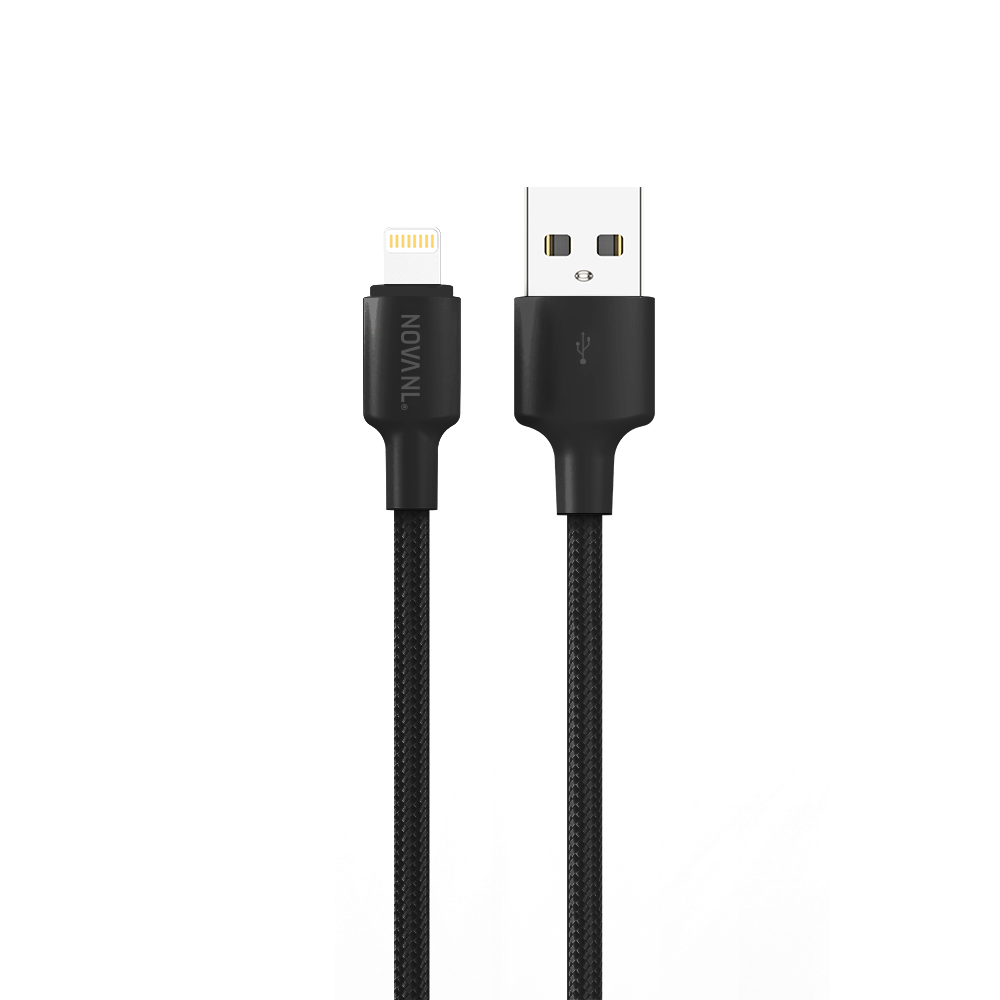 NOVANL SpeedCharge 2M USB A naar Lightning kabel 12W Zwart Black