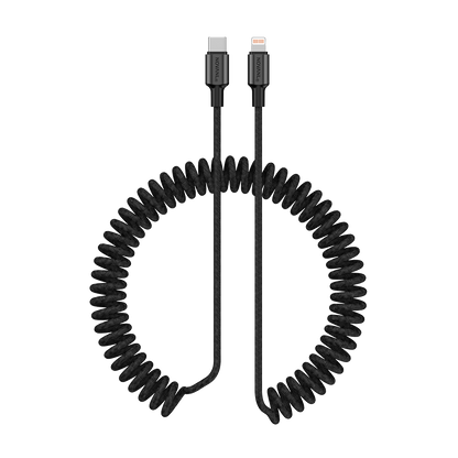 NOVANL SpeedCharge Spiraal USB-C naar Lightning kabel 20W (1.5M) black