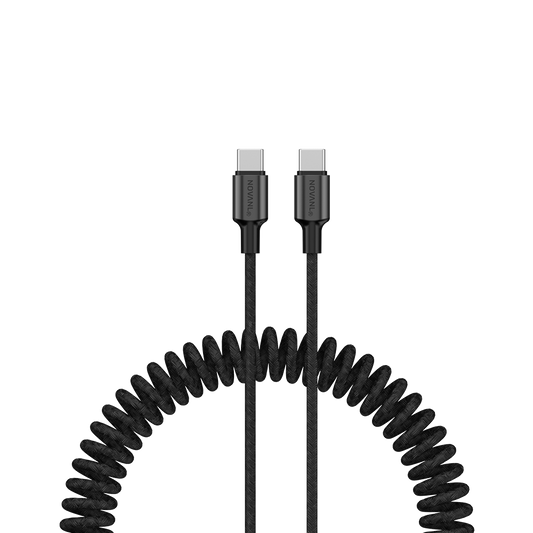 NOVANL SpeedCharge Spiraal USB-C naar USB-C Kabel 60W (1.5M) zwart