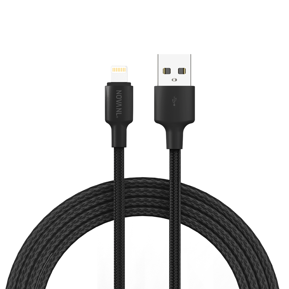 NOVANL SpeedCharge 2M USB A naar Lightning kabel 12W Zwart Black