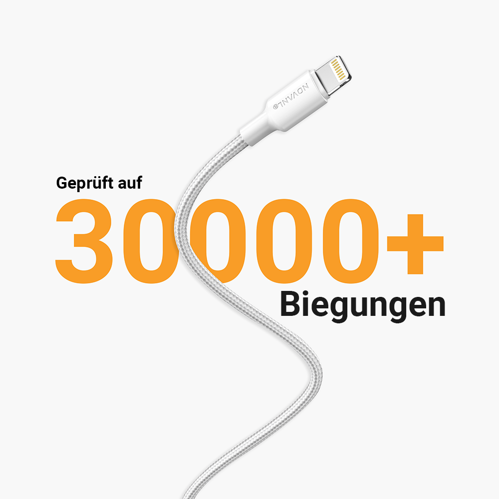 NOVANL SpeedCharge USB C naar Lightning kabel 20W Wit White