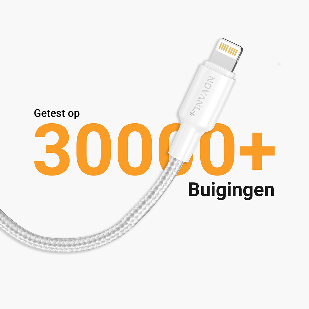 NOVANL SpeedCharge USB A naar Lightning kabel 12W Wit White