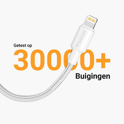 NOVANL SpeedCharge 2M USB A naar Lightning kabel 12W Wit White