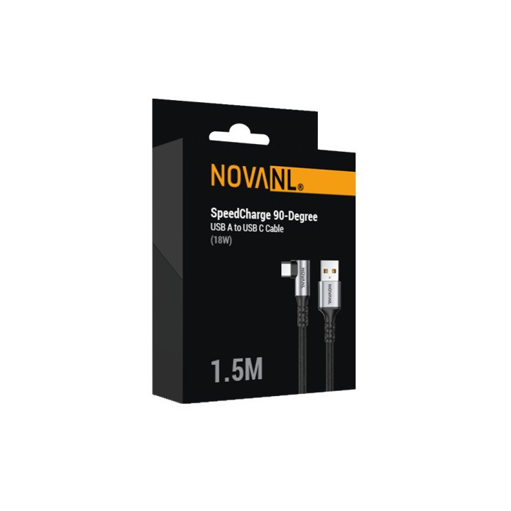 NOVANL SpeedCharge 90-degree USB A to USB C Cable 18W (1.5M)