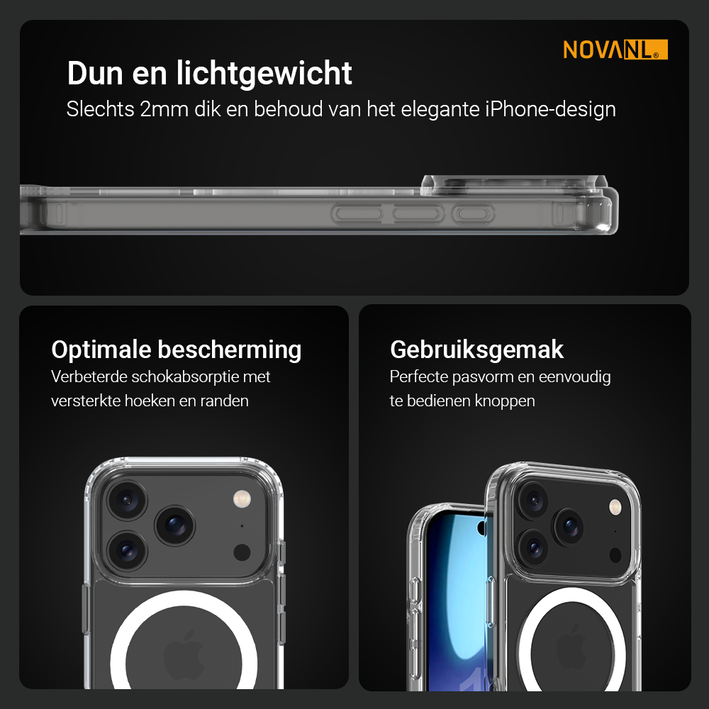NOVANL ShockShield Case (incl. Magnetics) Compatible for iPhone 17 Pro