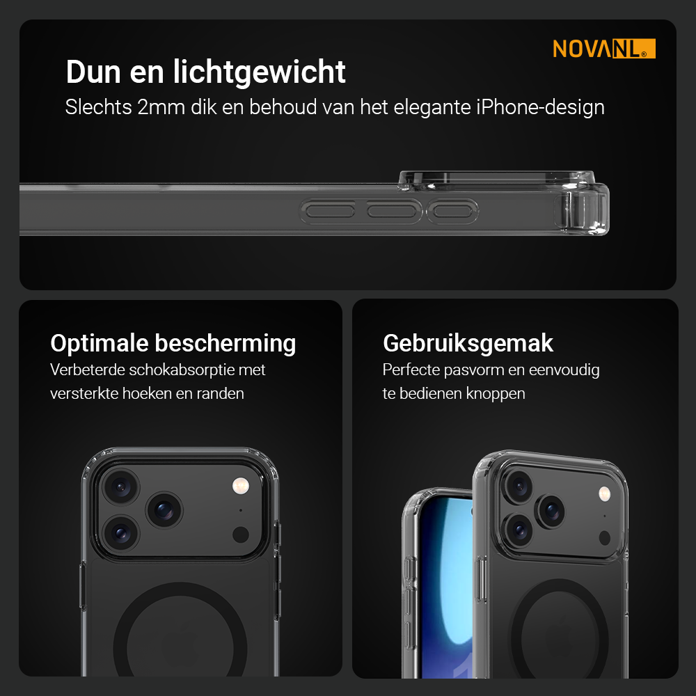 NOVANL ShockShield Case (incl. Magnetics) Compatible for iPhone 17 Pro Max