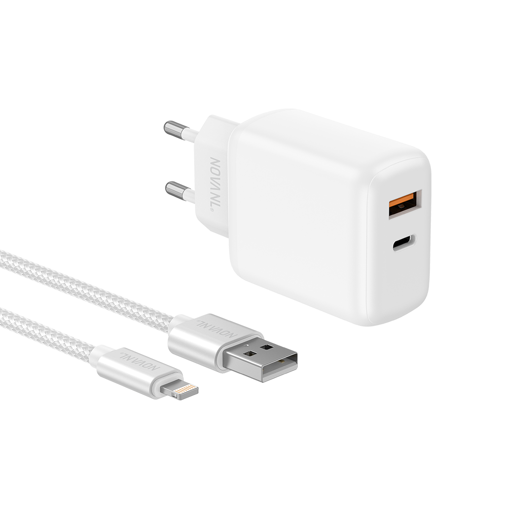 NOVANL ProCharge Adapter 30W met SpeedCharge USB A naar Lightning white 