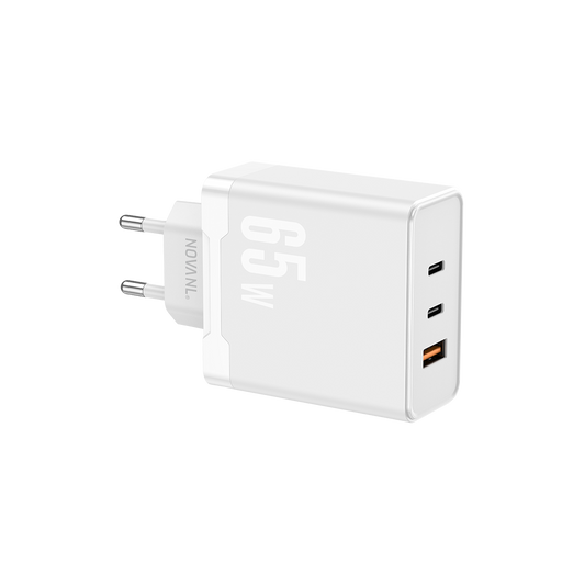 NOVANL ProCharge Ultra 65W GaN 2xUSB-C & USB-A (Drievoudige Poort) Adapter