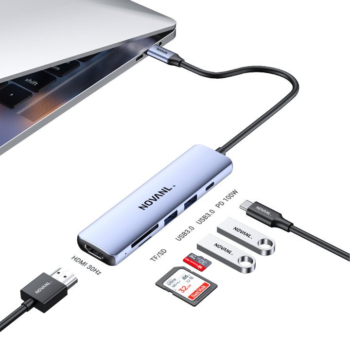 NOVANL Multifunction 6-in-1 HDMI Hub with USB-C