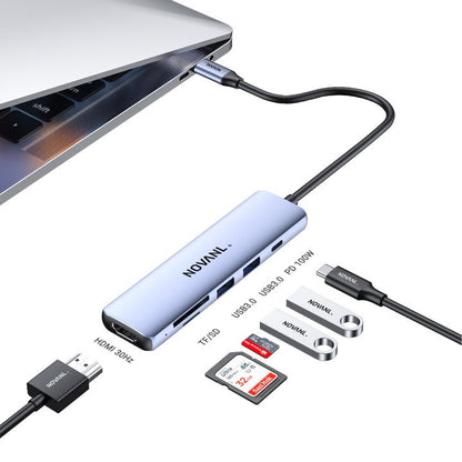 NOVANL Multifunction 6-in-1 HDMI Hub with USB-C